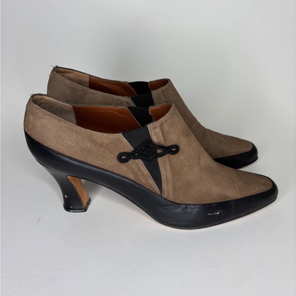 Juan Jose Garcia Made in Italy Brown Suede & Leather Shoes Heels Women Size 9.5M